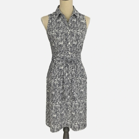 J. McLaughlin Dolly Catalina Cloth Midi Dress Small Blue White Print Sleeveless - Picture 1 of 13